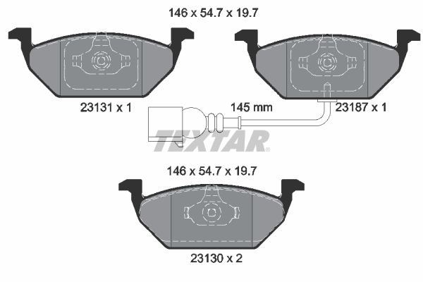 TEXTAR Bremseklodser 2313101 for VW VW (SVW) SKODA VW (FAW) AUDI SKODA (SVW) SEAT