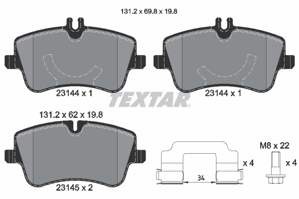 TEXTAR Bremseklodser 2314402 for MERCEDES-BENZ