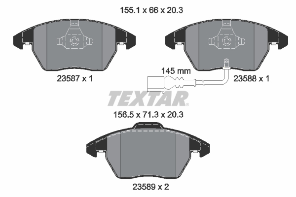 TEXTAR Bremseklodser 2358701 for SKODA VW (FAW) VW AUDI VW (SVW) SKODA (SVW) SEAT