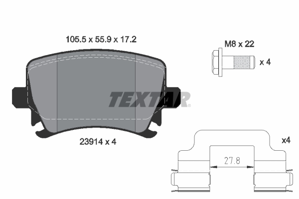 TEXTAR Bremseklodser 2391402 for SKODA SEAT
