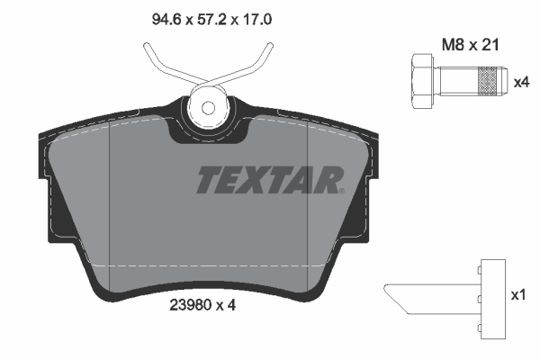 TEXTAR Bremseklodser 2398001 for OPEL GENERAL MOTORS VAUXHALL NISSAN RENAULT FIAT