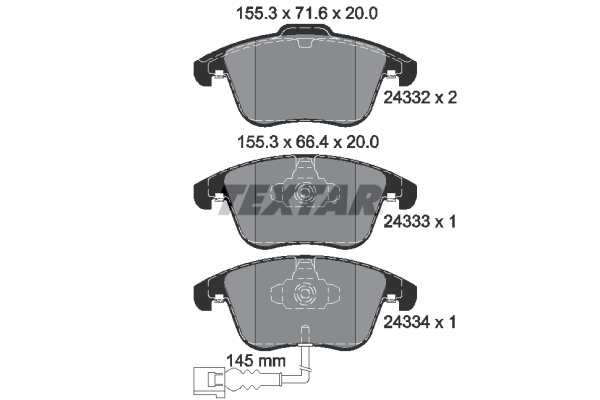 TEXTAR Bremseklodser 2433301 for VW (SVW) VW SKODA SEAT AUDI (FAW) AUDI