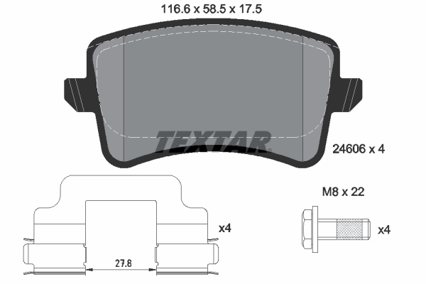 TEXTAR Bremseklodser 2460601 for AUDI VW AUDI (FAW)