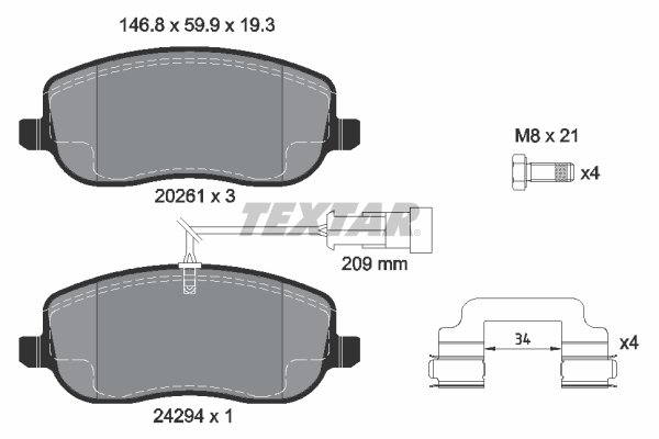 TEXTAR Bremseklodser 2429401 for FIAT