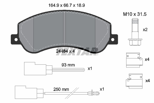 TEXTAR Bremseklodser 2448401 for FORD BYD