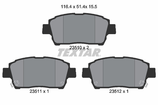 TEXTAR Bremseklodser 2351002 for BYD ENGLON TOYOTA