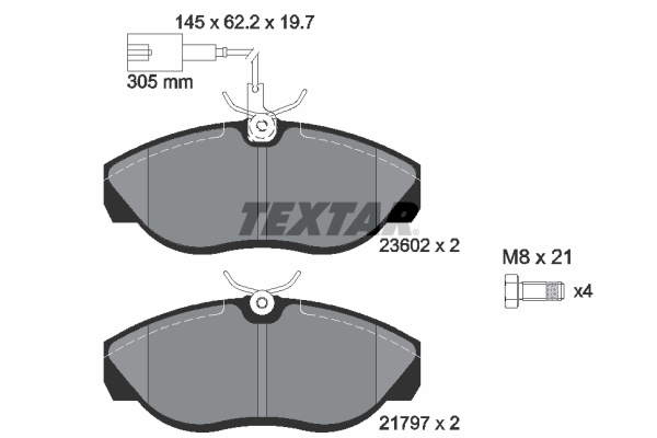TEXTAR Bremseklodser 2360201 for PEUGEOT CITROËN FIAT