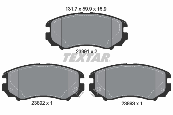TEXTAR Bremseklodser 2389101 for HYUNDAI (BEIJING) KIA HYUNDAI