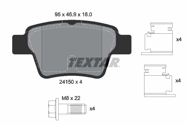 TEXTAR Bremseklodser 2415001 for PEUGEOT CITROËN PEUGEOT (DF-PSA) EMGRAND CITROËN (DF-PSA)