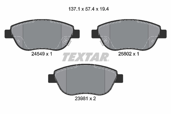 TEXTAR Bremseklodser 2454901 for FIAT
