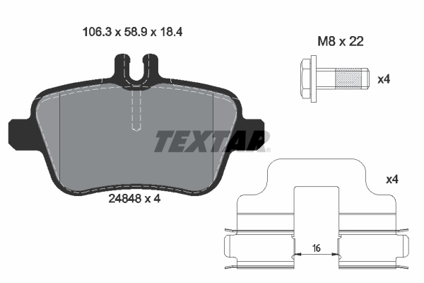 TEXTAR Bremseklodser 2484803 for INFINITI MERCEDES-BENZ