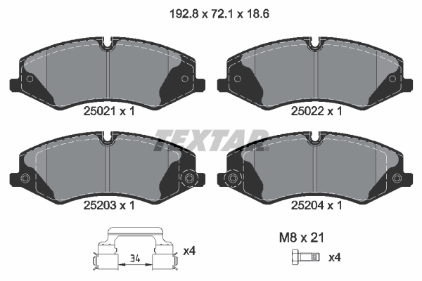 TEXTAR Bremseklodser 2502201 for LAND ROVER