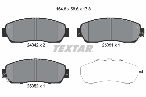 TEXTAR Bremseklodser 2434201 for HONDA ACURA HAVAL ACURA (GAC)