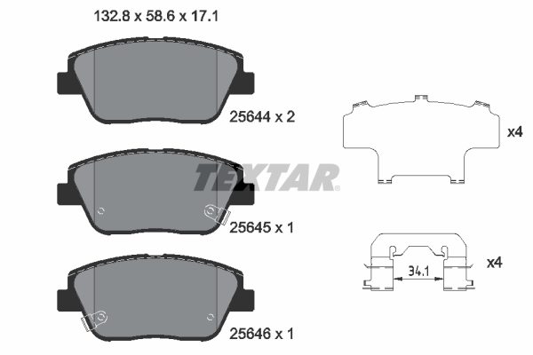 TEXTAR Bremseklodser 2564401 for KIA HYUNDAI