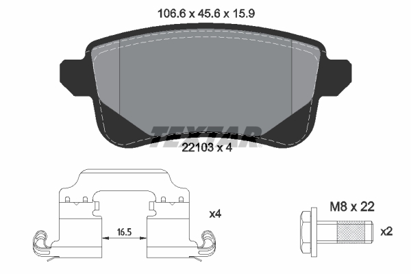 TEXTAR Bremseklodser 2210301 for RENAULT MITSUBISHI SAMSUNG NISSAN