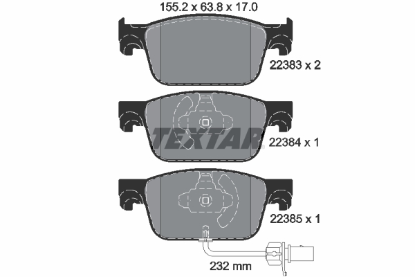 TEXTAR Bremseklodser 2238301 for SEAT AUDI (FAW) AUDI SKODA