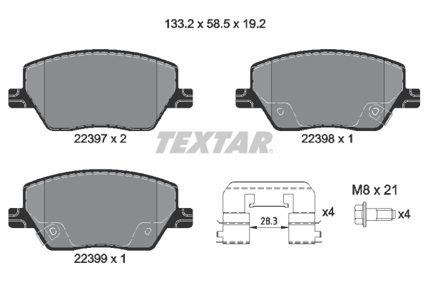 TEXTAR Bremseklodser 2239701 for FIAT