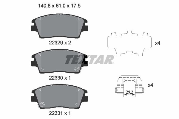TEXTAR Bremseklodser 2232901 for KIA HYUNDAI