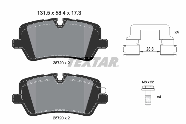 TEXTAR Bremseklodser 2572001 for LAND ROVER