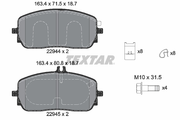 TEXTAR Bremseklodser 2294401 for MERCEDES-BENZ