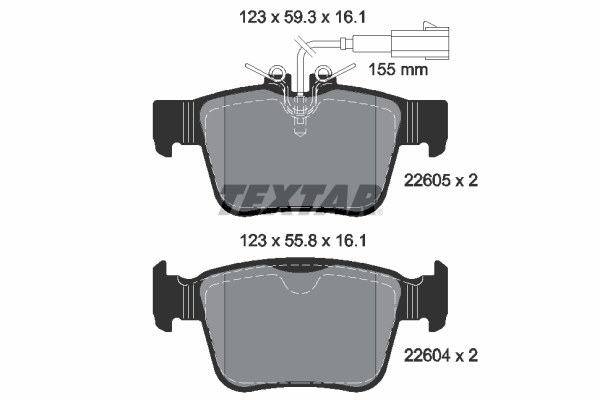 TEXTAR Bremseklodser 2260501 for CITROËN ALFA ROMEO MASERATI