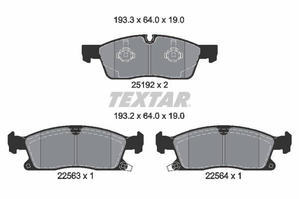 TEXTAR Bremseklodser 2519209 for JEEP