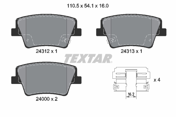 TEXTAR Bremseklodser 2431201 for HYUNDAI