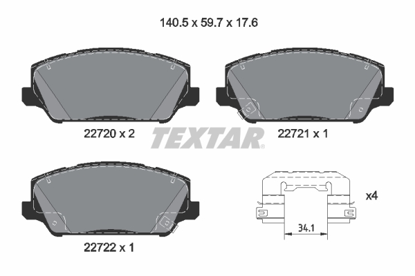 TEXTAR Bremseklodser 2272001 for KIA