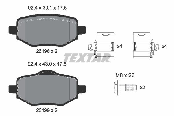 TEXTAR Bremseklodser 2619801 for DS PEUGEOT ALFA ROMEO