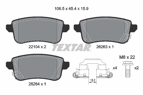 TEXTAR Bremseklodser 2210401 for RENAULT