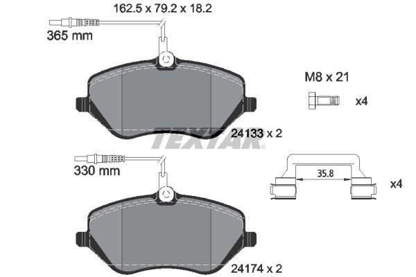 TEXTAR Bremseklodser 2413301 for CITROËN PEUGEOT