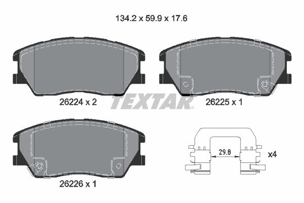 TEXTAR Bremseklodser 2622401 for KIA