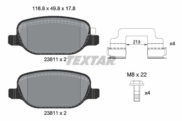TEXTAR Bremseklodser 2381103 for ALFA ROMEO