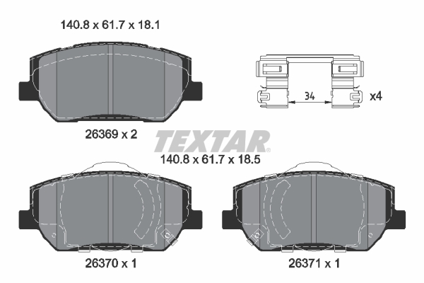 TEXTAR Bremseklodser 2636901 for HYUNDAI