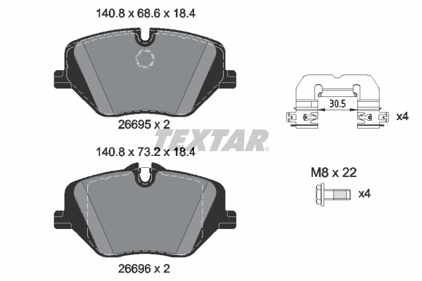 TEXTAR Bremseklodser 2669501 for BMW