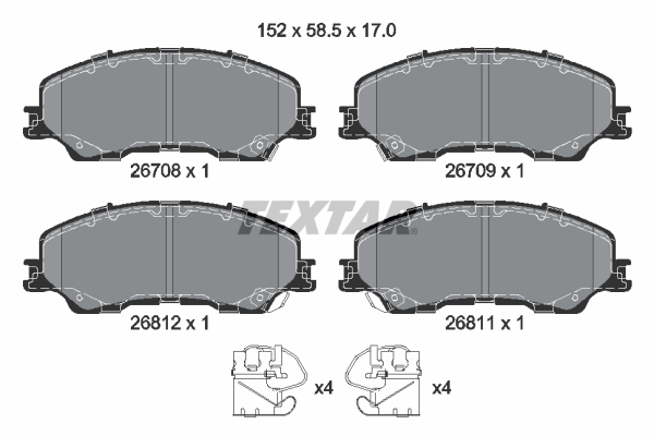 TEXTAR Bremseklodser 2670801 for ISUZU