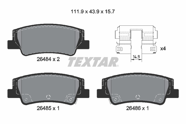 TEXTAR Bremseklodser 2648401 for HYUNDAI (BEIJING) KIA HYUNDAI