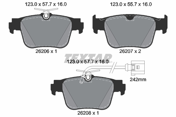 TEXTAR Bremseklodser 2620603 for AUDI (FAW) AUDI