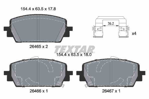 TEXTAR Bremseklodser 2646501 for GENESIS HYUNDAI KIA