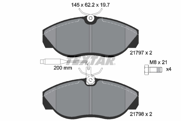 TEXTAR Bremseklodser 2179701 for PEUGEOT CITROËN FIAT