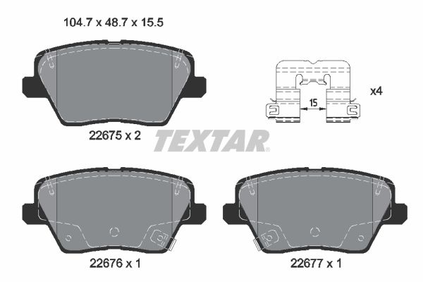 TEXTAR Bremseklodser 2267501 for HYUNDAI