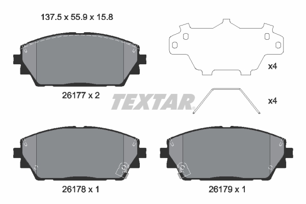 TEXTAR Bremseklodser 2617701 for MAZDA MAZDA (CHANGAN)