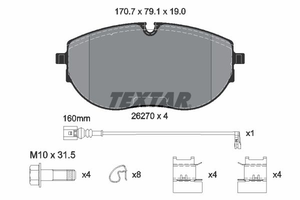 TEXTAR Bremseklodser 2627001 for VW