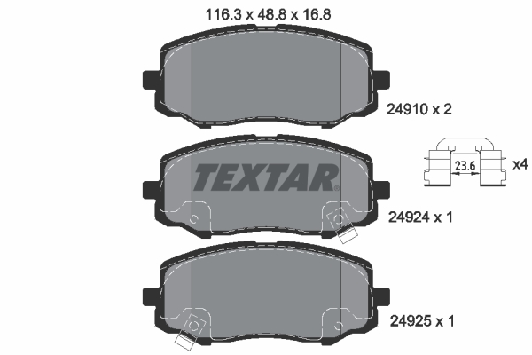 TEXTAR Bremseklodser 2491001 for KIA HYUNDAI