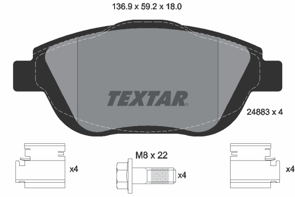 TEXTAR Bremseklodser 2488301 for PEUGEOT VAUXHALL CITROËN OPEL