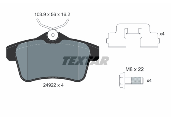TEXTAR Bremseklodser 2492204 for CITROËN PEUGEOT
