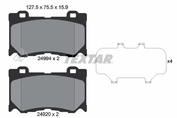 TEXTAR Bremseklodser 2499401 for NISSAN INFINITI