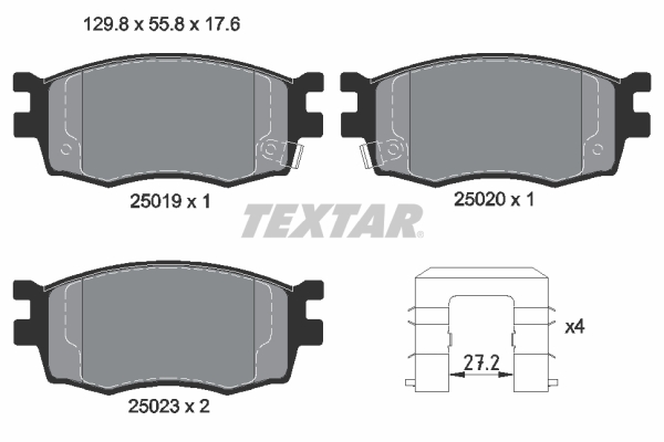TEXTAR Bremseklodser 2501901 for HYUNDAI