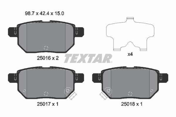 TEXTAR Bremseklodser 2501601 for PONTIAC BAIC LEXUS GREAT WALL TOYOTA (FAW) JAC TOYOTA LIFAN