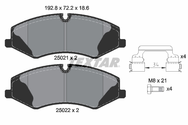 TEXTAR Bremseklodser 2502101 for LAND ROVER